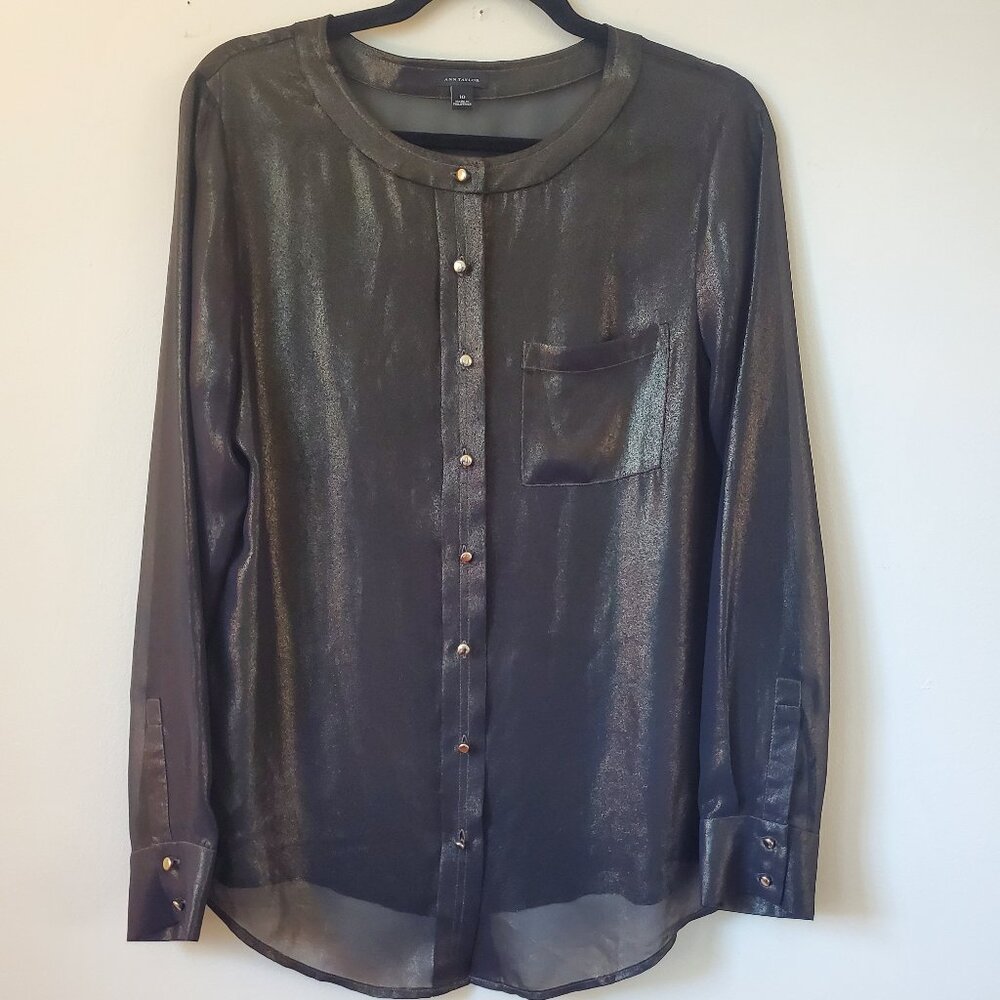 Ann Taylor Womens sheer BLACK Full sleeve top Size-10